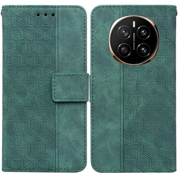 Custodia per telefono in pelle goffrata geometrica per Honor Magic7 (verde)