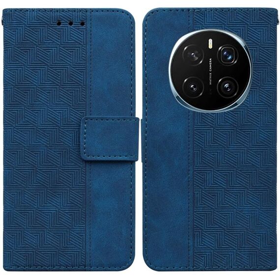 Custodia per telefono in pelle goffrata geometrica per Honor Magic7 Pro (blu)