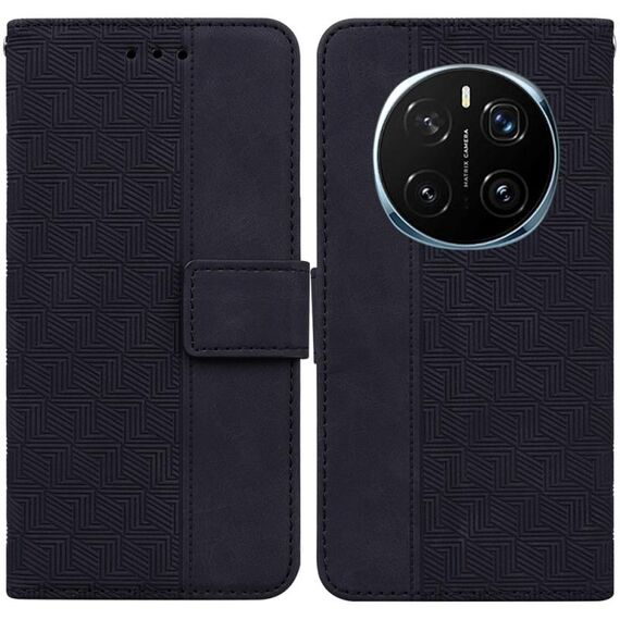 Custodia per telefono in pelle goffrata geometrica per Honor Magic7 Pro (nera)