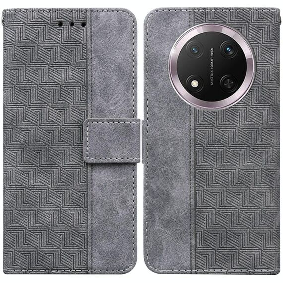 Custodia per telefono in pelle goffrata geometrica per Honor X9c (grigio)