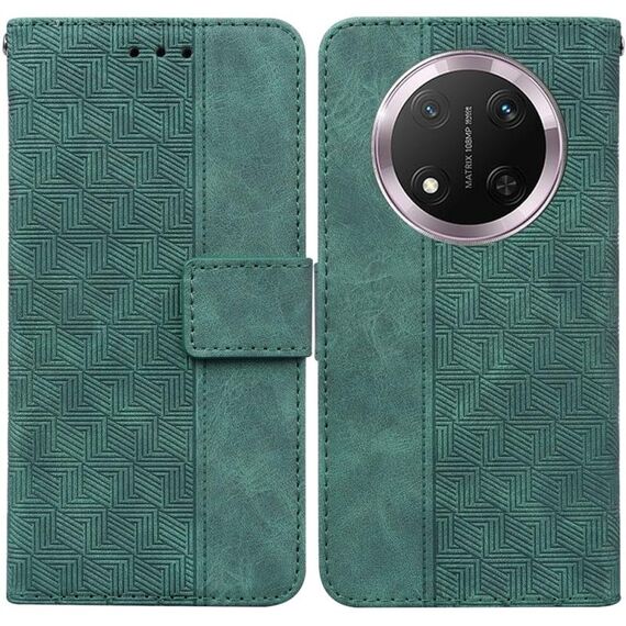 Custodia per telefono in pelle goffrata geometrica per Honor X9c (verde)