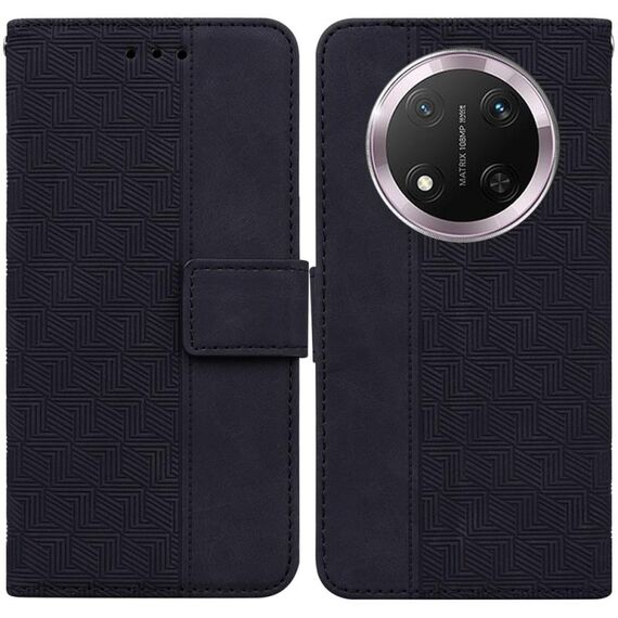 Custodia per telefono in pelle goffrata geometrica per Honor X9c (nera)