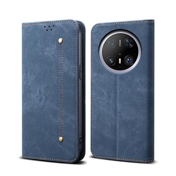 Per Huawei Mate 70 5G Custodia in pelle con texture denim (blu)