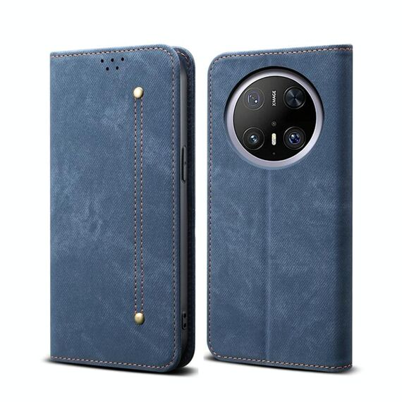 Per Huawei Mate 70 Pro 5G / 70 Pro+ 5G Custodia in pelle con texture denim (blu)