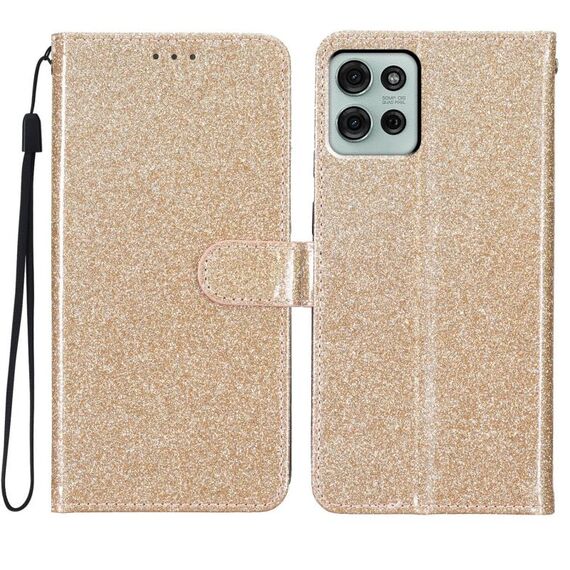 Per Motorola Moto G75 5G Custodia in pelle con glitter (oro)