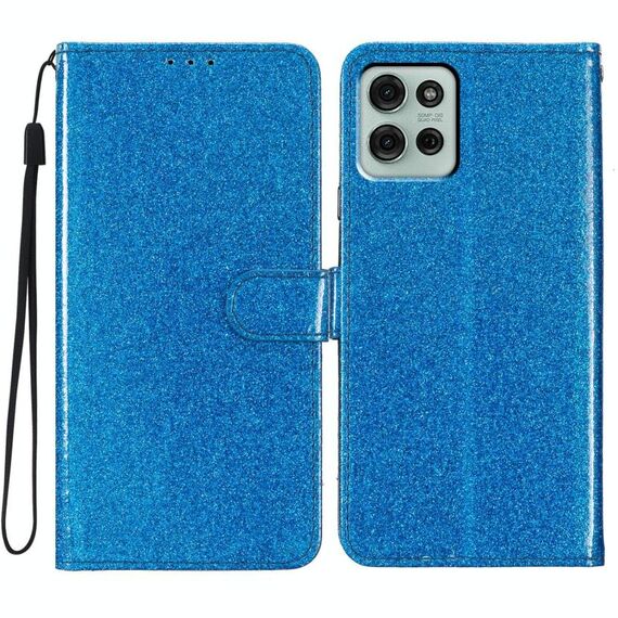 Per Motorola Moto G75 5G Custodia in pelle con glitter (blu)