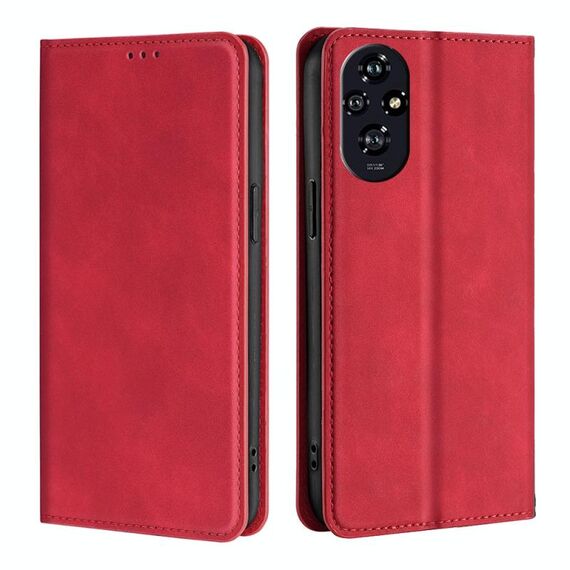 Custodia per telefono in pelle magnetica Skin Feel per Honor 200 5G (rosso)