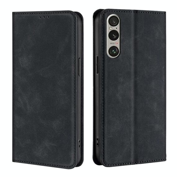 Per Sony Xperia 1 VI Custodia per telefono in pelle magnetica Skin Feel (nera)