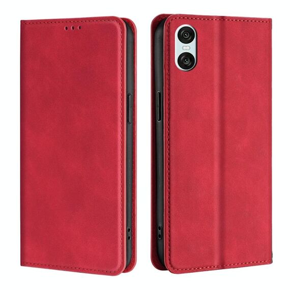 Per Sony Xperia 10 VI Custodia per telefono in pelle magnetica Skin Feel (rosso)