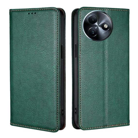 Per Itel S24 4G Gloss Oil Solid Color Magnetic Leather Phone Case (Verde)