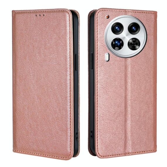 Per Tecno Camon 30 Premier 5G Gloss Oil Solid Color Magnetic Leather Phone Case (Oro rosa)