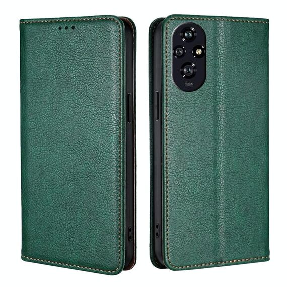 Per Honor 200 5G Custodia per telefono magnetica in pelle tinta unita lucida (verde)