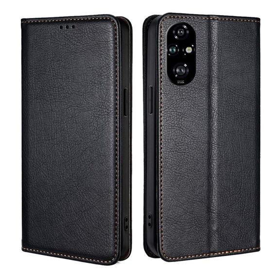 Per Honor 200 Pro 5G Gloss Oil Solid Color Magnetic Leather Phone Case (Nero)