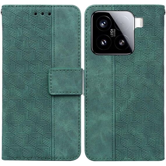 Per Xiaomi 15 Custodia per telefono in pelle con motivo geometrico in rilievo (verde)