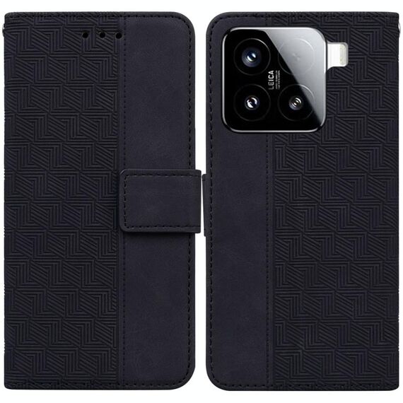 Per Xiaomi 15 Custodia per telefono in pelle con motivo geometrico in rilievo (nero)