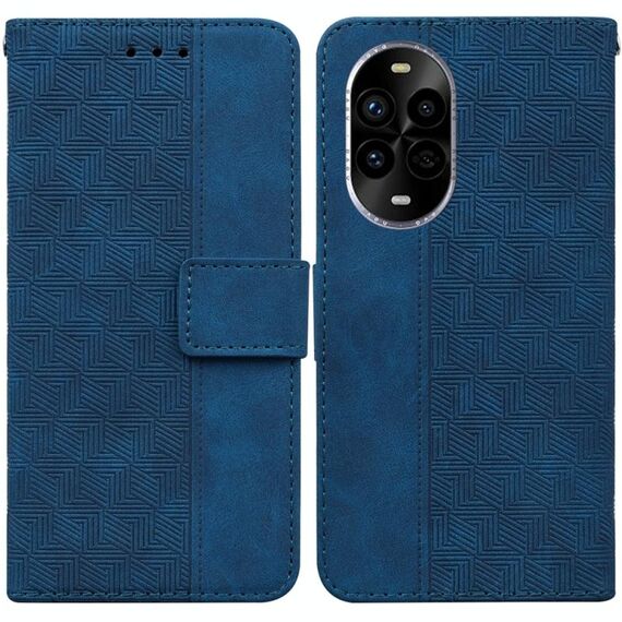 Per Huawei Nova 13 Pro Custodia per telefono in pelle con motivo geometrico in rilievo (blu)