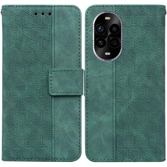 Per Huawei Nova 13 Pro Custodia in pelle con motivo geometrico in rilievo (verde)