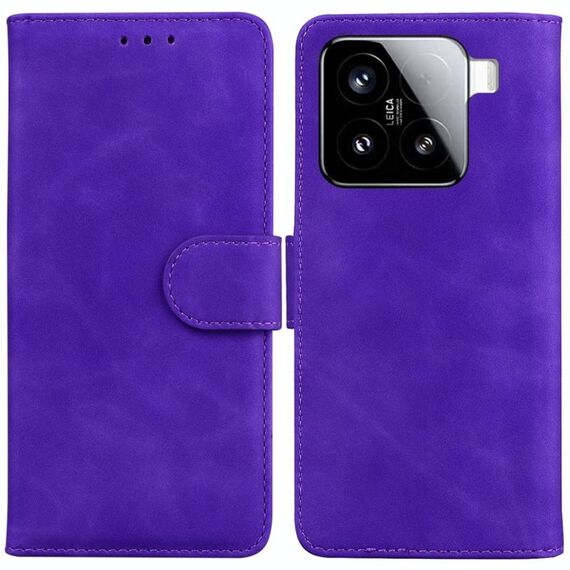 Per Xiaomi 15 Custodia in pelle con chiusura a scatto Skin Feel Pure Color (viola)