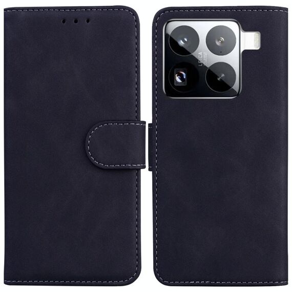 Per Xiaomi 15 Pro Custodia in pelle Flip Skin Feel Pure Color (nero)