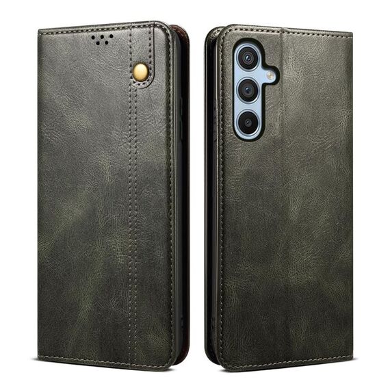 Per Samsung Galaxy A56 5G Custodia per telefono in pelle con texture Crazy Horse Oil Wax (verde)