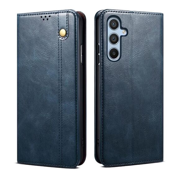 Per Samsung Galaxy A26 5G Custodia per telefono in pelle con texture Crazy Horse Oil Wax (blu)