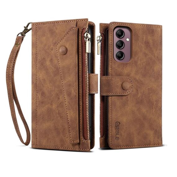 Per Samsung Galaxy A26 5G ESEBLE Retro Frosted RFID Flip Custodia in Pelle per Telefono (Marrone)
