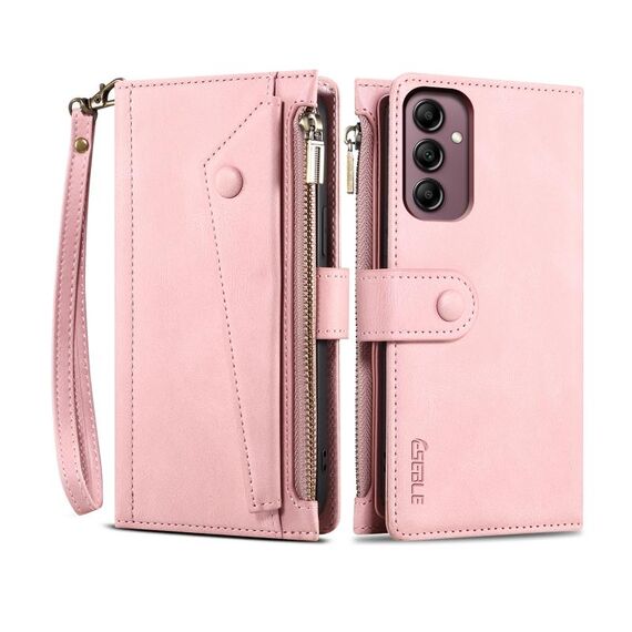 Per Samsung Galaxy A26 5G ESEBLE Retro Frosted RFID Flip Custodia in Pelle per Telefono (Oro Rosa)