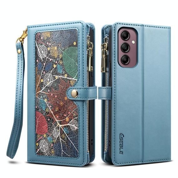 Per Samsung Galaxy A26 5G ESEBLE Star Series Portafoglio con cerniera RFID Custodia in pelle (blu)