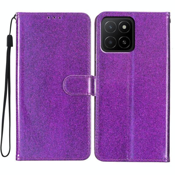 Per Honor X5b 4G Custodia per telefono in pelle con glitter (viola)