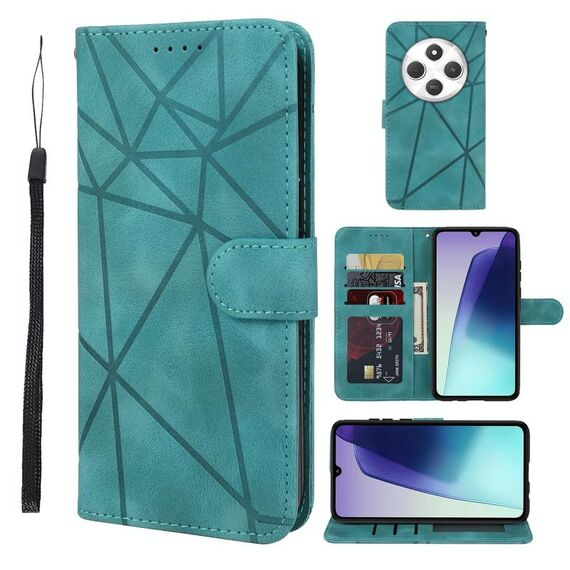 Per Samsung Galaxy A36 / A56 5G Custodia in pelle con linee geometriche Skin Feel (verde)