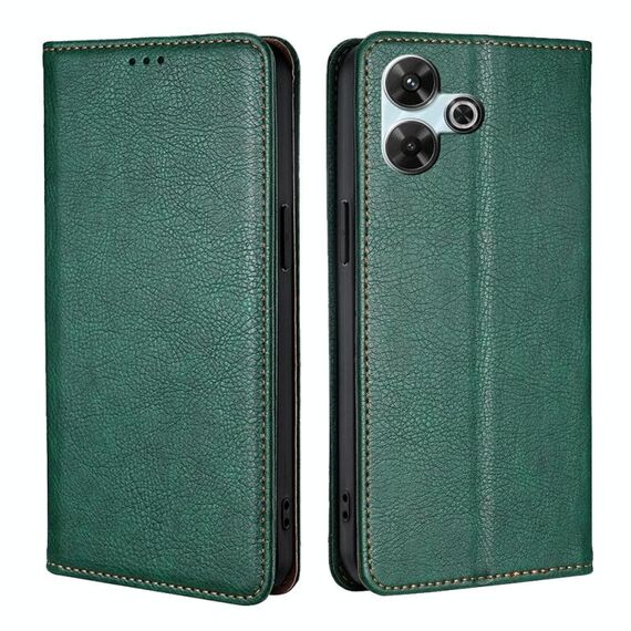 Per Redmi 13 4G Gloss Oil Solid Color Magnetic Leather Phone Case (Verde)