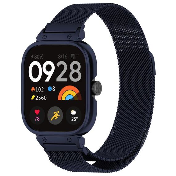Per Redmi Watch 5 Cassa in metallo con cinturino in maglia di acciaio magnetico Milan integrato (blu notte)