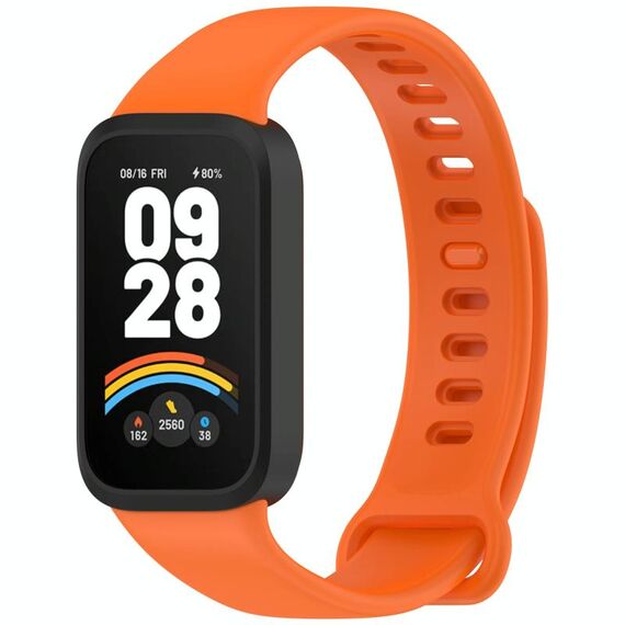 Per Redmi Band 3 / Xiaomi Smart Band 9 Active Soft Silicone Cinturino Integrato (Nero Arancione)