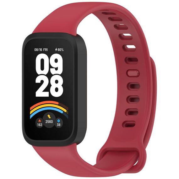 Per Redmi Band 3 / Xiaomi Smart Band 9 Active Soft Silicone Cinturino Integrato (Nero + Rosso)