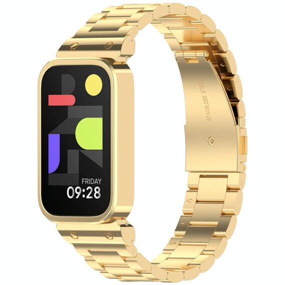 Per Redmi Band 3 Orologio con struttura in metallo, cinturino in acciaio inossidabile con tre perline integrate (oro)