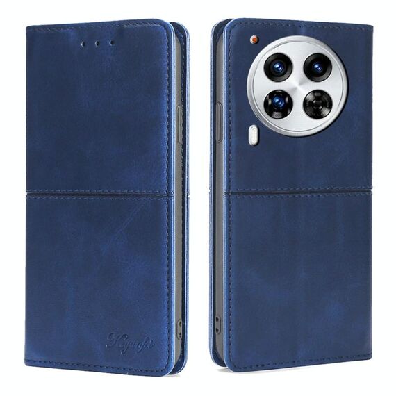 Per Tecno Camon 30 Premier 5G Custodia magnetica in pelle con texture di mucca (blu)