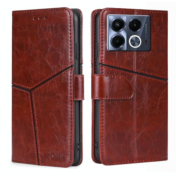Per Infinix Note 40 5G Custodia in pelle con cuciture geometriche (marrone scuro)