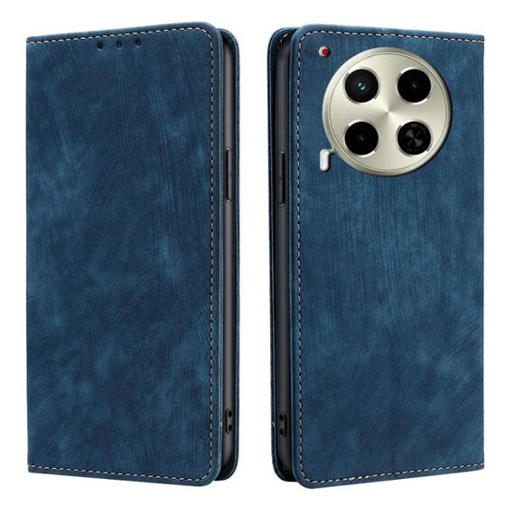 Per Tecno Camon 30 RFID Anti-furto Spazzola Magnetico Custodia in Pelle per Telefono (Blu)