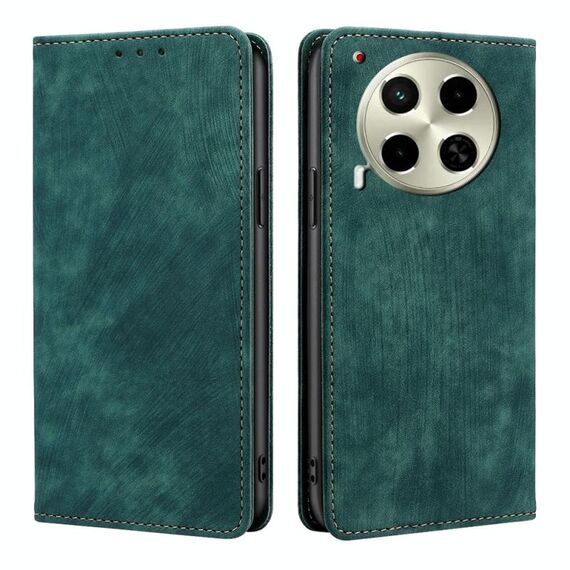 Per Tecno Camon 30 RFID Anti-furto Spazzola Magnetico Custodia in Pelle per Telefono (Verde)