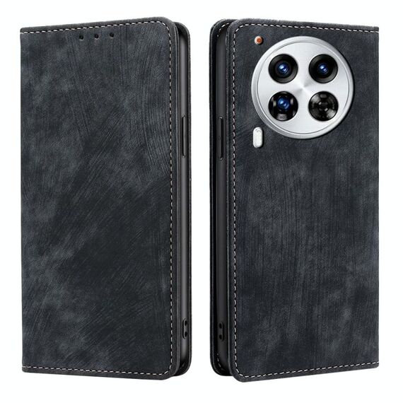 Per Tecno Camon 30 Premier 5G RFID Antifurto Spazzola Magnetico Custodia in Pelle per Telefono (Nero)