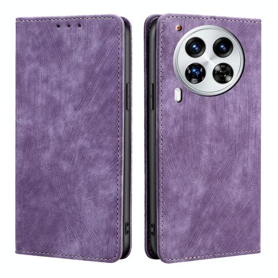 Per Tecno Camon 30 Premier 5G RFID Anti-furto Spazzola Magnetico Custodia in Pelle per Telefono (Viola)