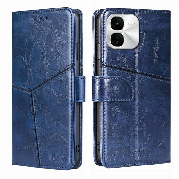 Per vivo iQOO Z9x 5G Custodia in pelle con cuciture geometriche (blu)