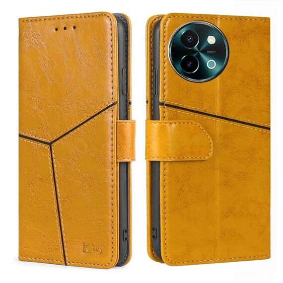 Per vivo Y38 5G / T3x Custodia per telefono in pelle con cuciture geometriche globali (giallo)