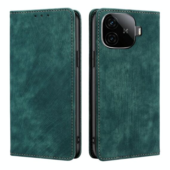 Per vivo iQOO Z9 Turbo RFID Anti-furto Spazzola Magnetico Custodia in Pelle per Telefono (Verde)