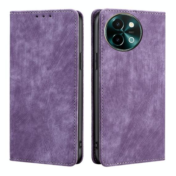 Per vivo Y38 5G / T3x Global RFID Anti-theft Brush Custodia magnetica in pelle per telefono (viola)