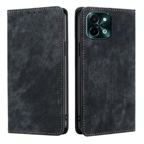 Per vivo Y28 4G RFID Anti-furto Spazzola Magnetico Custodia in Pelle per Telefono (Nero)