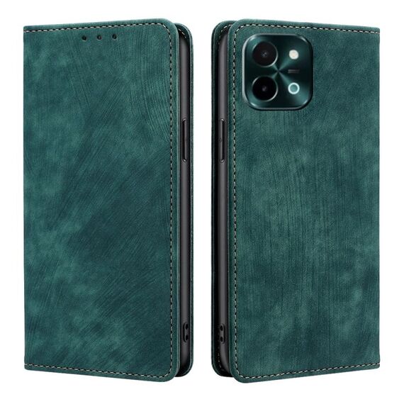 Per vivo Y28 4G RFID Anti-furto Spazzola Magnetico Custodia in Pelle per Telefono (Verde)