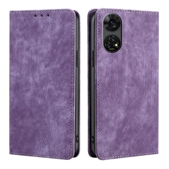 Per la famiglia ZTE Anshin RFID antifurto spazzola magnetica custodia in pelle per telefono (viola)