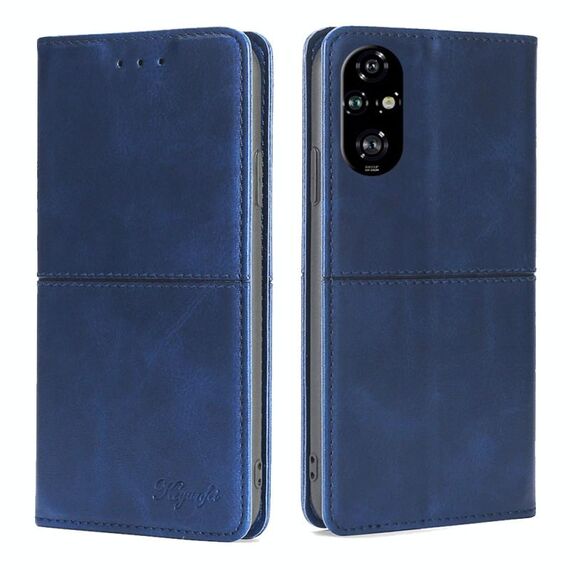 Per Honor 200 Pro 5G Custodia magnetica in pelle con texture di mucca (blu)