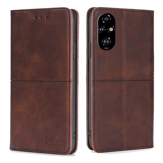 Per Honor 200 Pro 5G Custodia magnetica in pelle con texture di mucca (marrone scuro)
